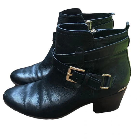 COACH PAULINE ANKLE ZIP LEATHER BOOTS - Picture 1 of 7